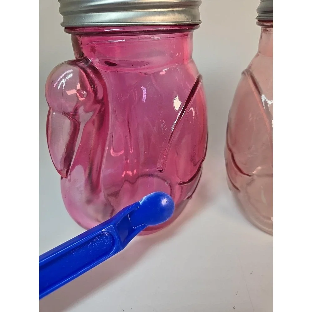 Toucan Shaped Mason Jar Drinking Glass Cup Set of 3 Hot Pink
